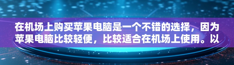 在机场上购买苹果电脑是一个不错的选择,因为苹果电脑比较轻便,比较适合在机场上使用。以下是一些建议和步骤,帮助你购买和携带适合的苹果电脑 在机场上购买苹果电脑是一个不错的选择,因为苹果电脑比较轻便,比较适合在机场上使用。以下是一些建议和步骤,帮助你购买和携带适合的苹果电脑
