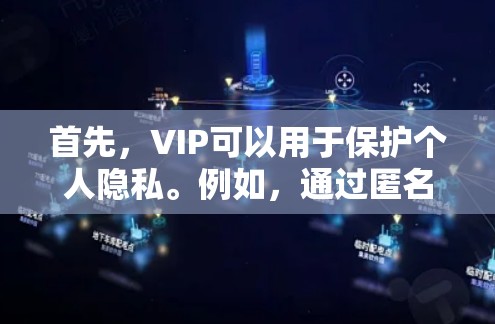 首先，VIP可以用于保护个人隐私。例如，通过匿名服务或隐私保护技术，确保私人信息不会被泄露。例如，如果VIP负责处理紧急情况下的紧急联系，那么即使他人使用VIP，VIP也可以通过匿名方式提供帮助